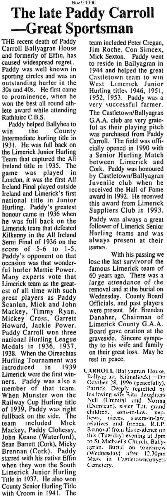 paddy carroll ballyagran effin 281096