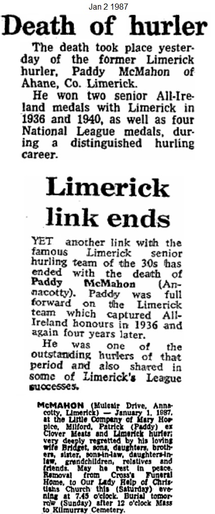 paddy mcmahon annacotty 010187